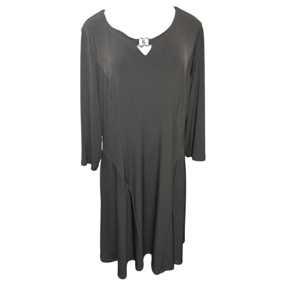 Large Susan Graver Pull Over Liquid Knit Enamel Detail Dress Blacck - Picture 1 of 11